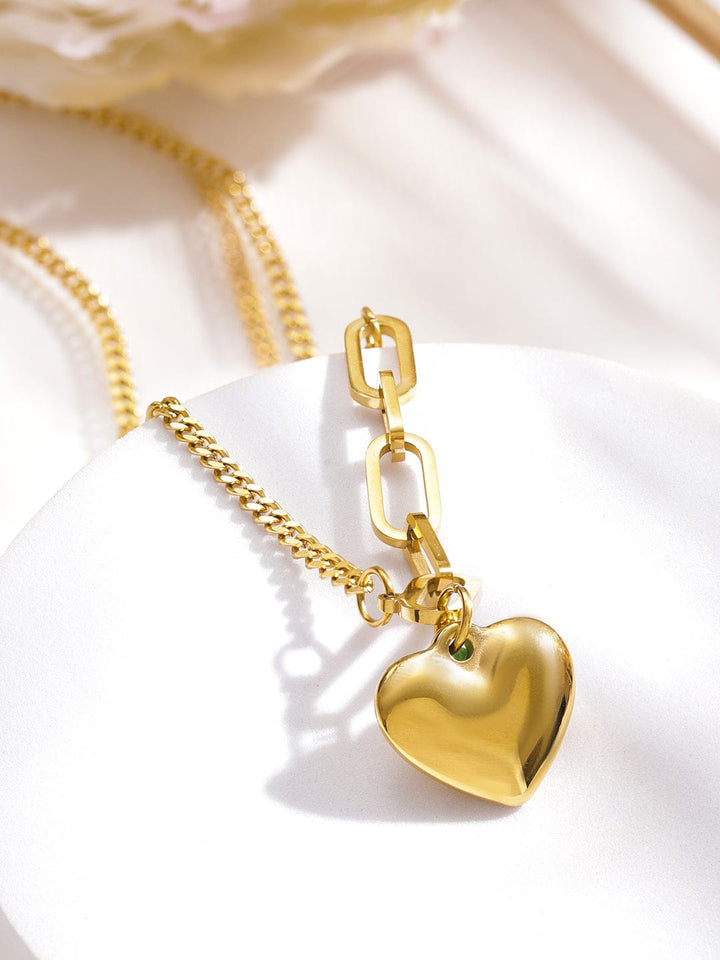 Forever Love Heart Pendant Link Chain Necklace Necklace & Chains