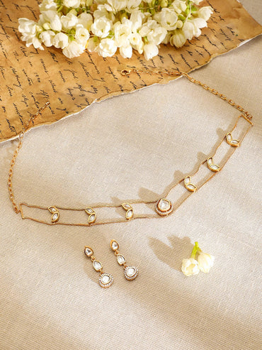 Fusion Bloom Kundan Necklace Set Jewellery Set