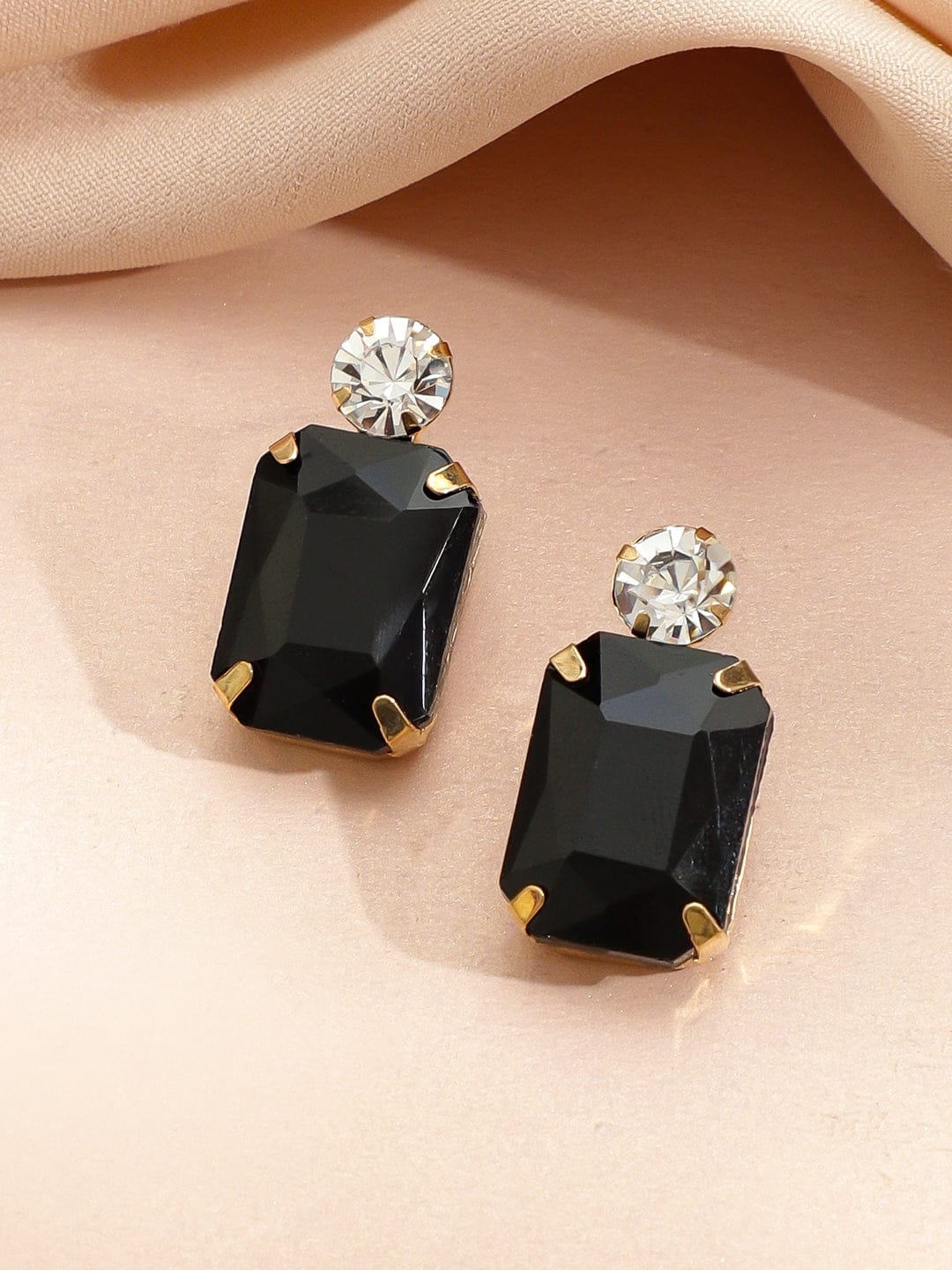 Geometric Contemporary Black Crystal Necklace Set Jewellery Set