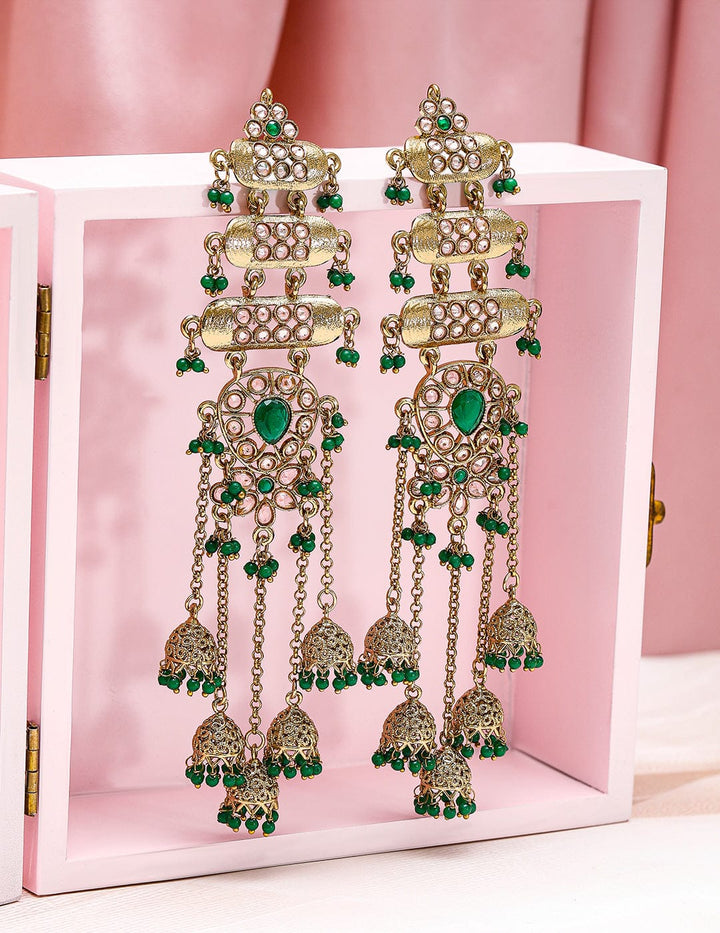 Glam Aura Tassel Drops Jhumka Earrings
