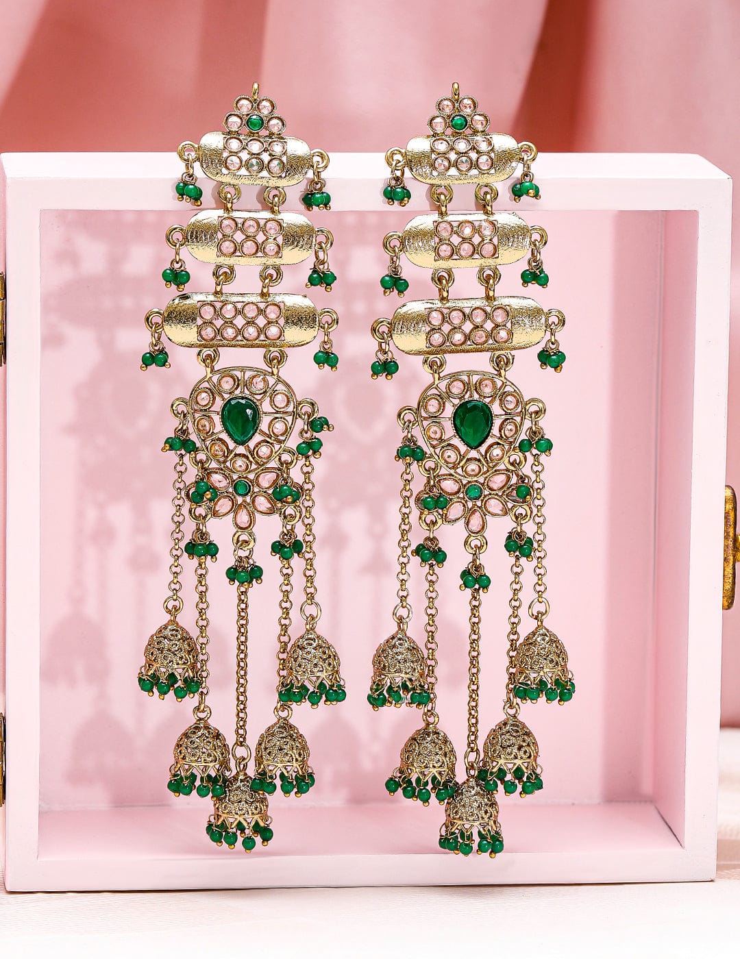 Glam Aura Tassel Drops Jhumka Earrings