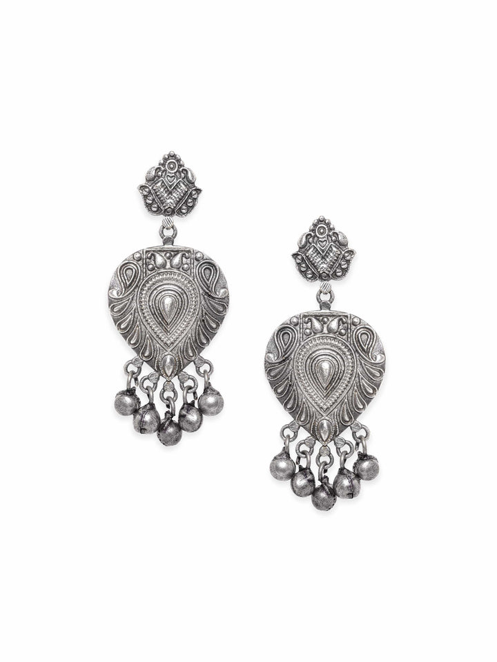 Glamourous Ghungroo Cascade Oxidized Silver Plating Earrings Earrings