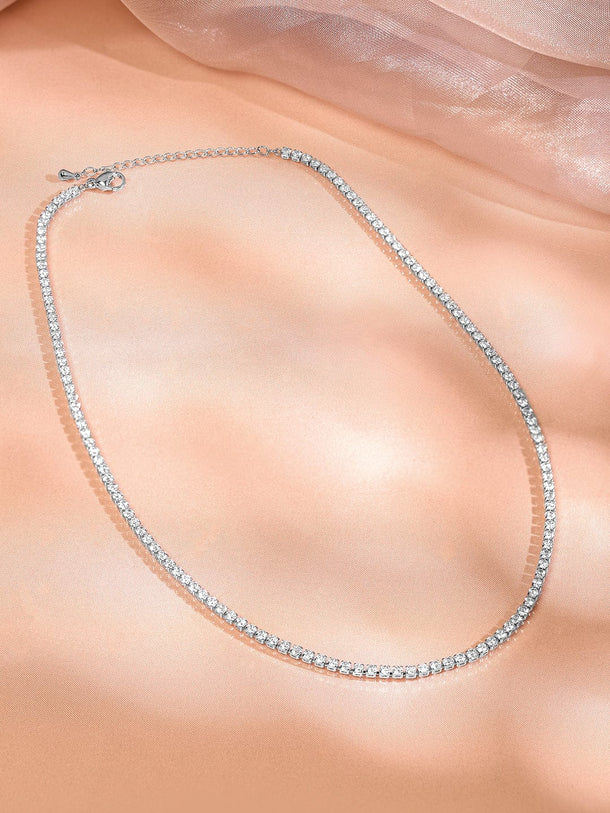 Gleaming American Diamond Zirconia Studded Chain Necklace Necklace & Chains