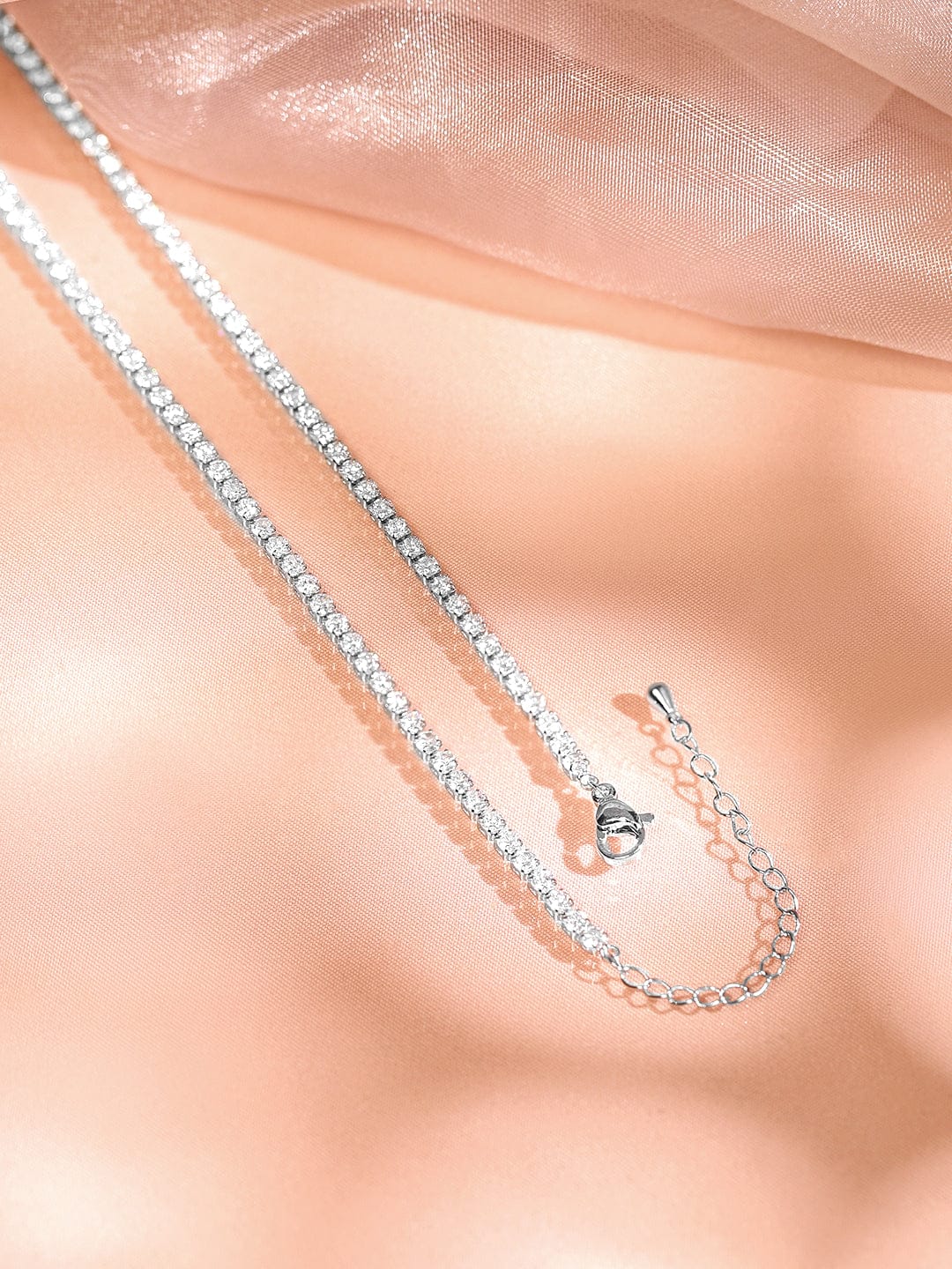 Gleaming American Diamond Zirconia Studded Chain Necklace Necklace & Chains