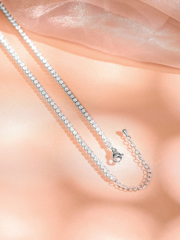 Gleaming American Diamond Zirconia Studded Chain Necklace Necklace & Chains