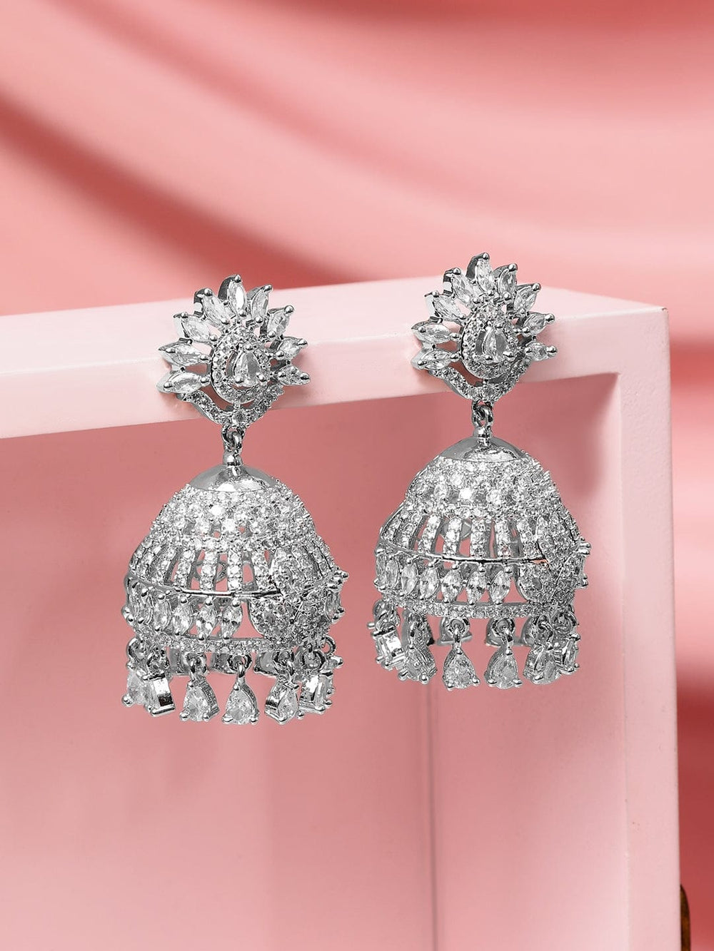 Gleaming Grace American Diamond Zirconia Jhumka Earrings
