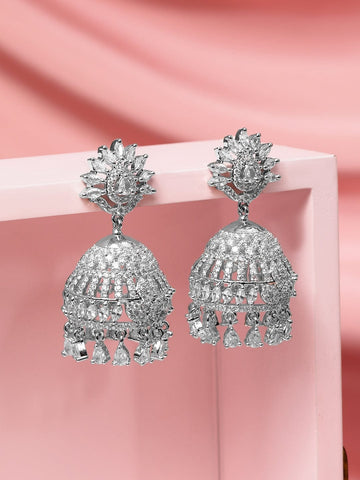 Gleaming Grace American Diamond Zirconia Jhumka Earrings