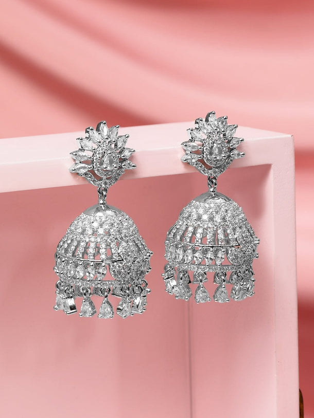 Gleaming Grace American Diamond Zirconia Jhumka Earrings