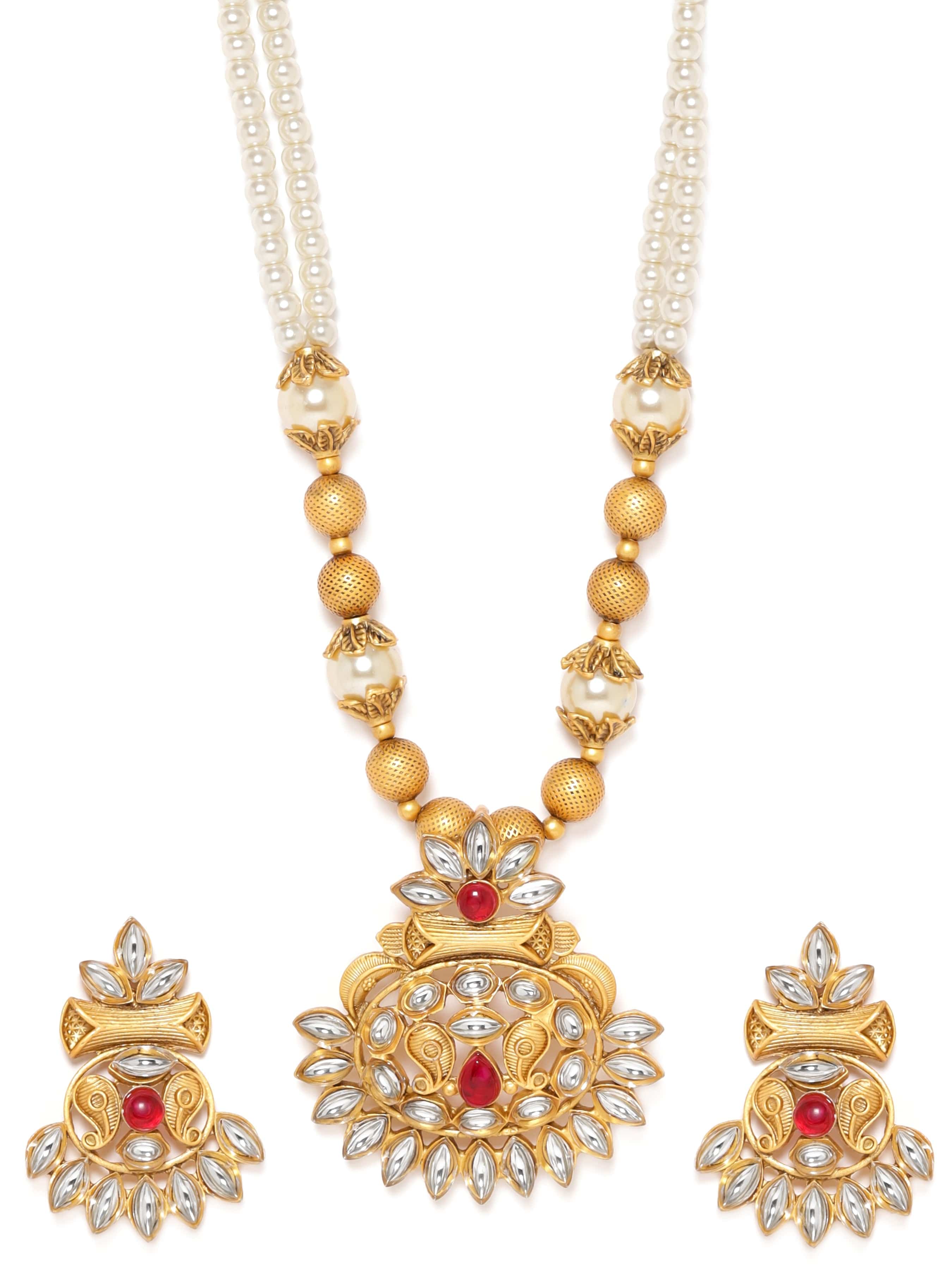 Gold necklace with small deals gold beads