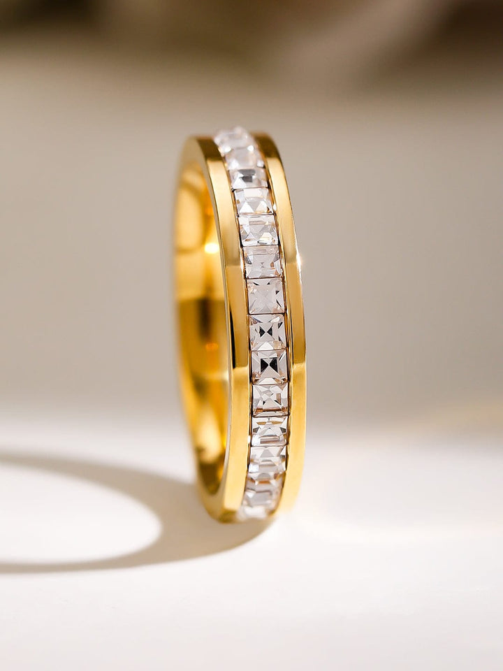 Gold Plated American Diamond Zirconia Eternity Band Rings