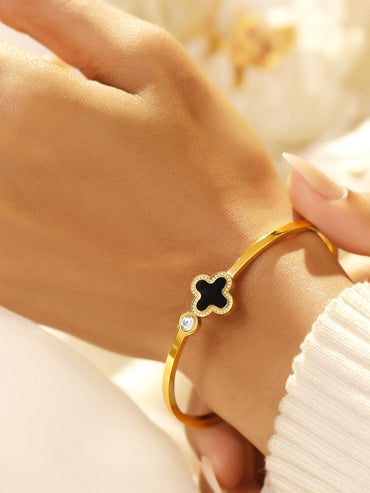 Gold Plated Black Clover Bracelet Wristwear