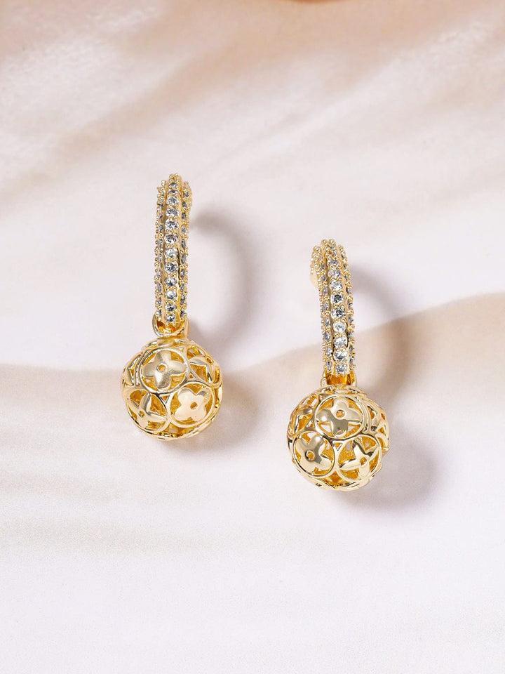 Gold Plated Crystal Studded Drop Earrings Drop Earrings