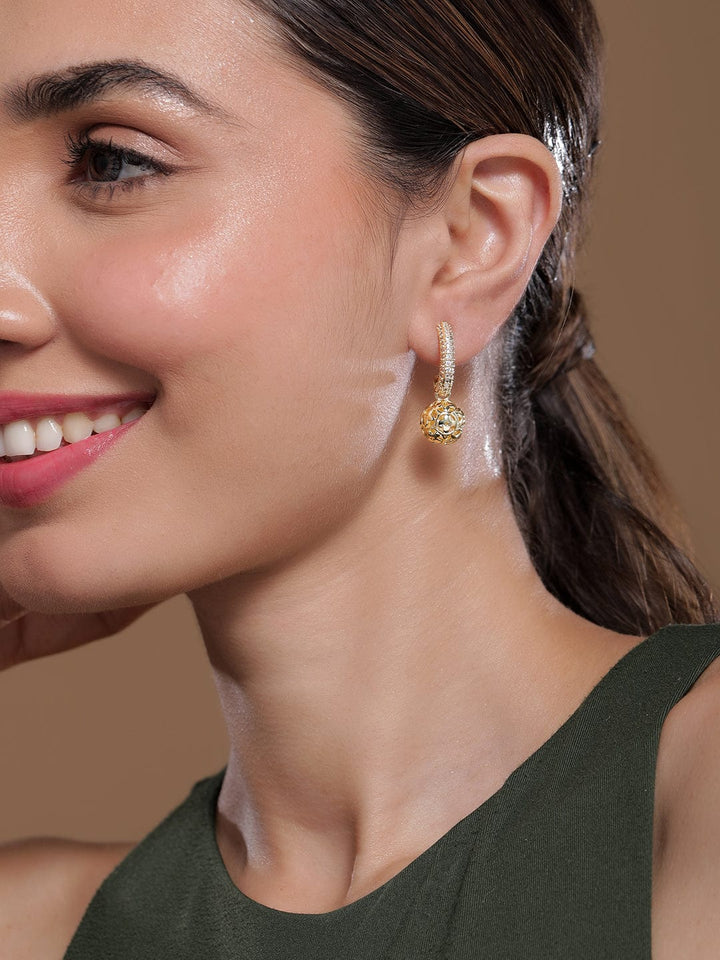 Gold Plated Crystal Studded Drop Earrings Drop Earrings