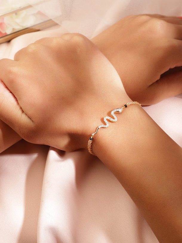 Gold-Plated Cubic Zirconia Link Bracelet Bracelet