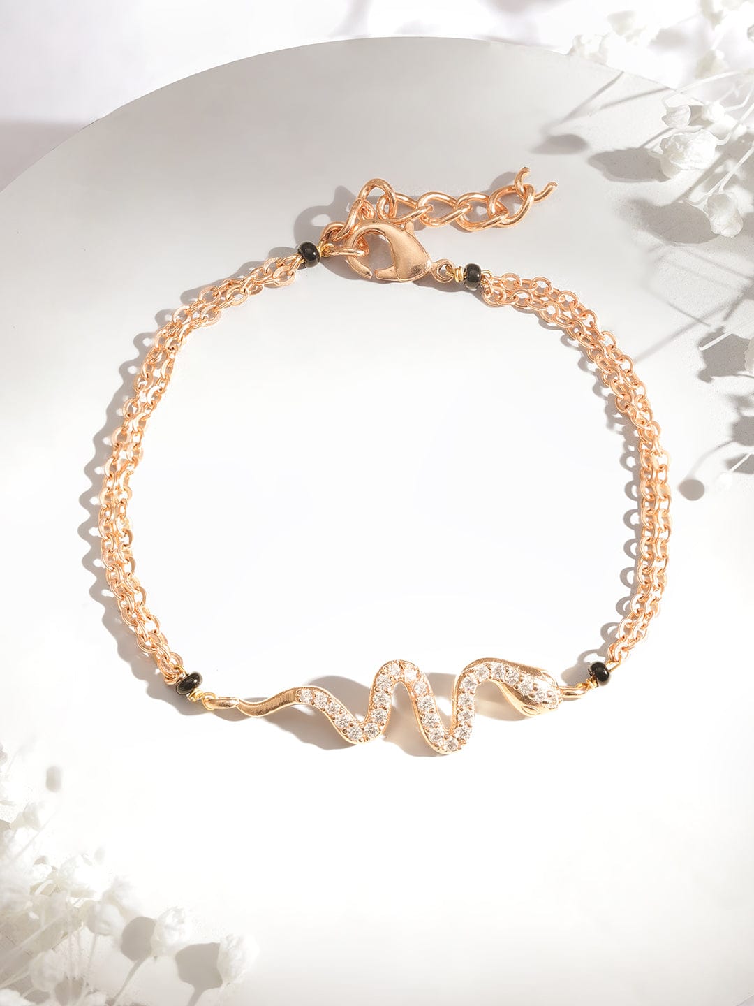 Gold-Plated Cubic Zirconia Link Bracelet Bracelet