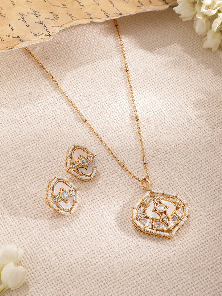 Gold-Plated CZ-Studded Necklace Set Necklace Set
