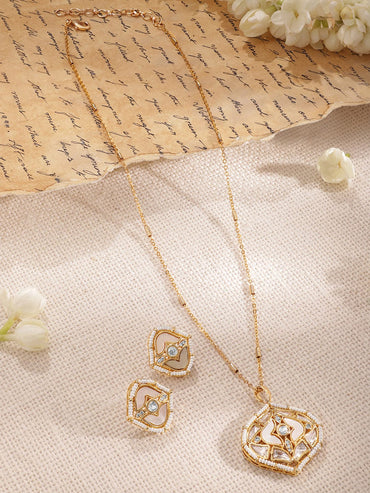 Gold-Plated CZ-Studded Necklace Set Necklace Set