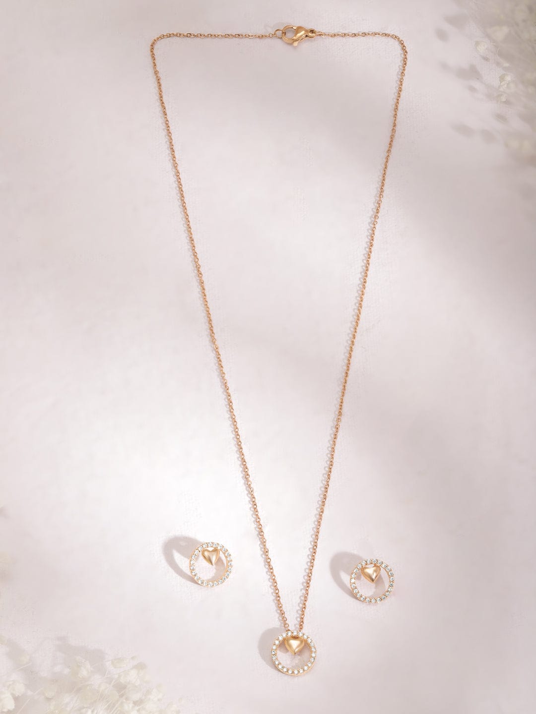 Gold-Plated CZ-Studded Pendant Set pendent set