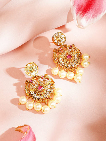 Gold Plated Green Pink Necklace Set Jewellery Set