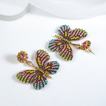 Gold Plated Multicolored Stone Butterfly Drop Earrings Drop Earrings