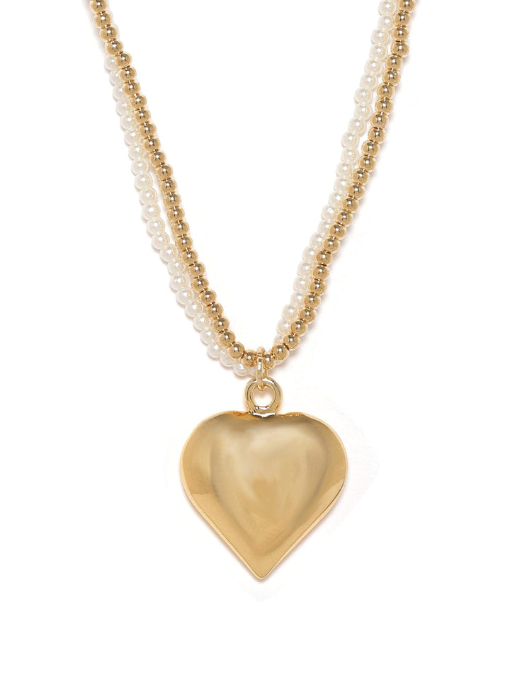 Gold plated pearl beaded Heart pendant layered Necklace Necklaces, Necklace Sets, Chains & Mangalsutra