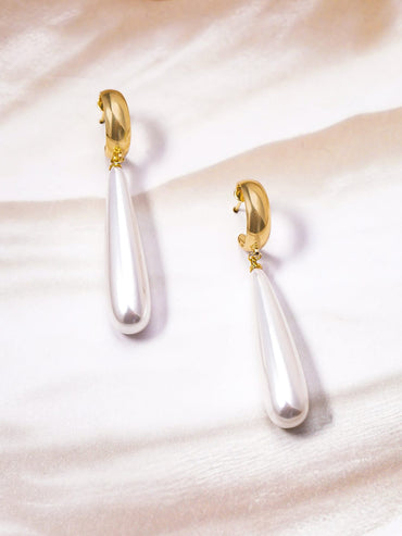 Gold-Plated Pearl Drop Earrings Drop Earrings