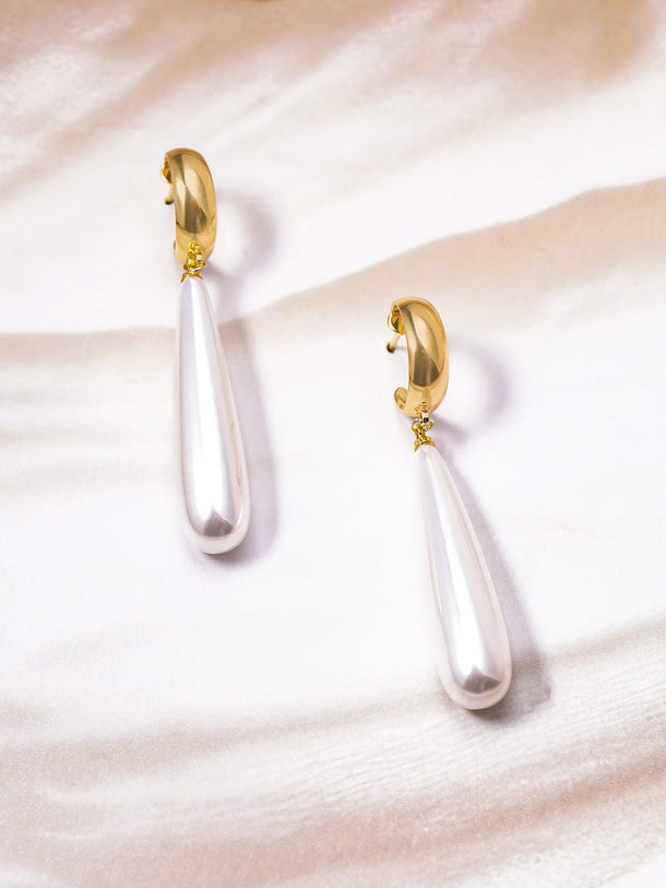 Gold-Plated Pearl Drop Earrings Drop Earrings