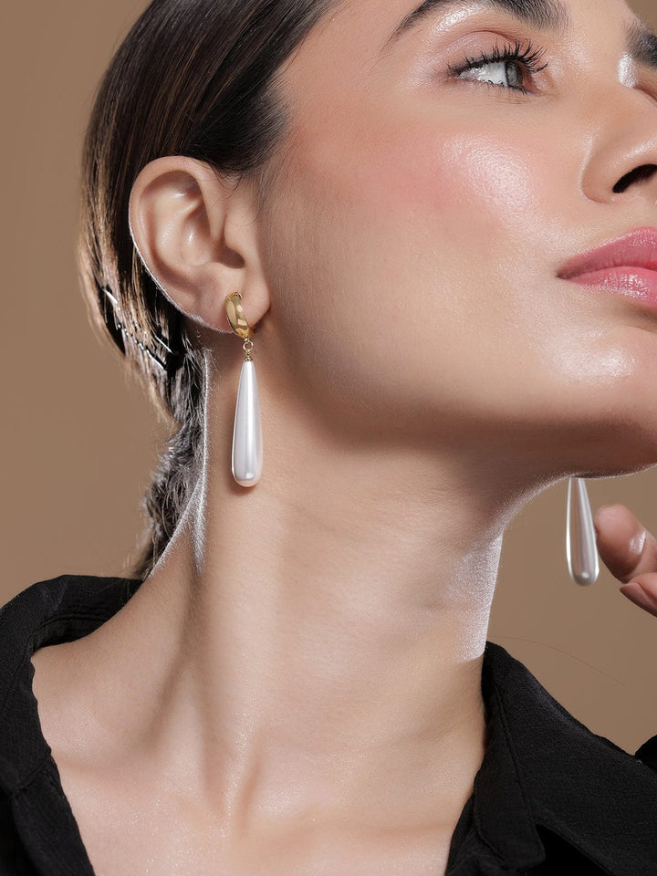 Gold-Plated Pearl Drop Earrings Drop Earrings