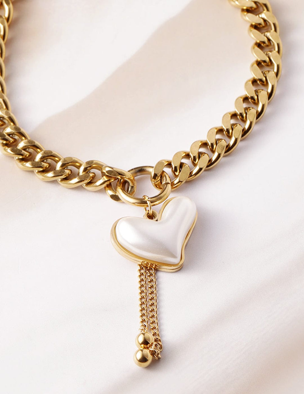 Gold Plated Stainless Steel Tarnish Free Waterproof Demi-Fine Heart Bracelet Bracelet