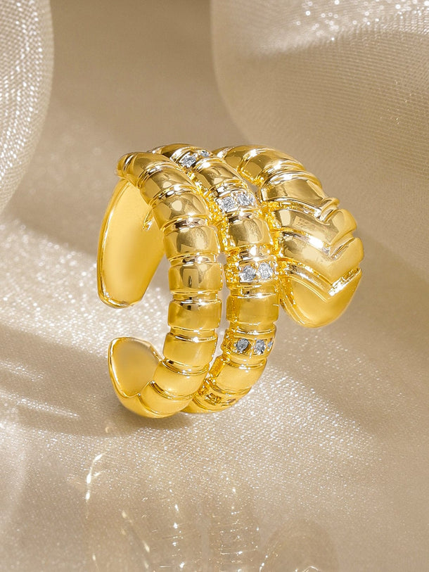 Gold Plated Studded Snake Ring Rings