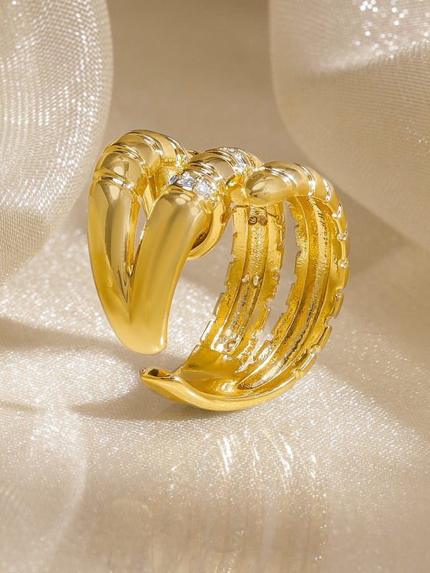 Gold Plated Studded Snake Ring Rings