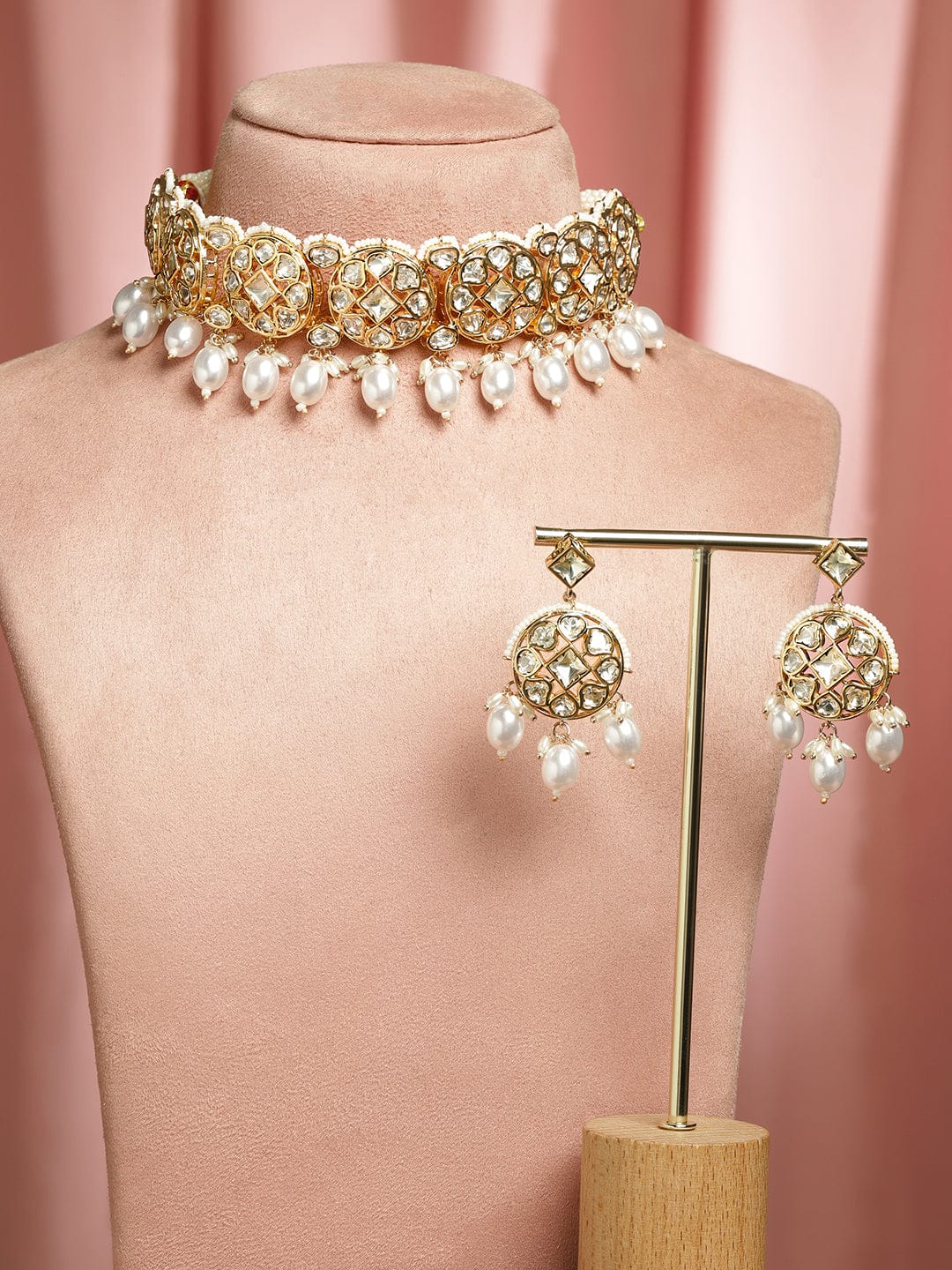 Gold Tone Kundan Choker Set Jewellery Set