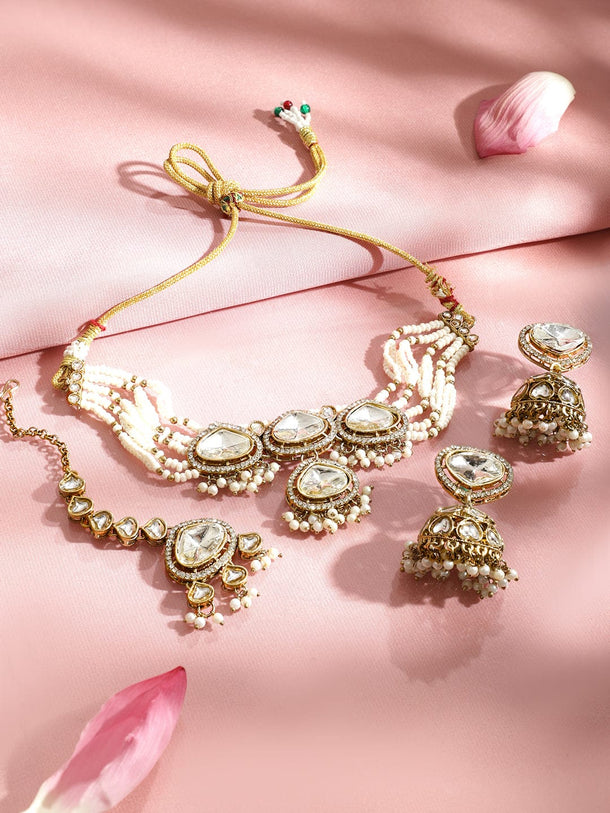 Golden Blush Kundan Necklace Set Jewellery Set