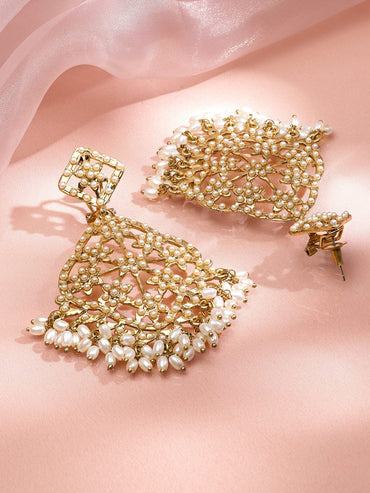 Golden Edge Pearl Dangler Earrings Earrings