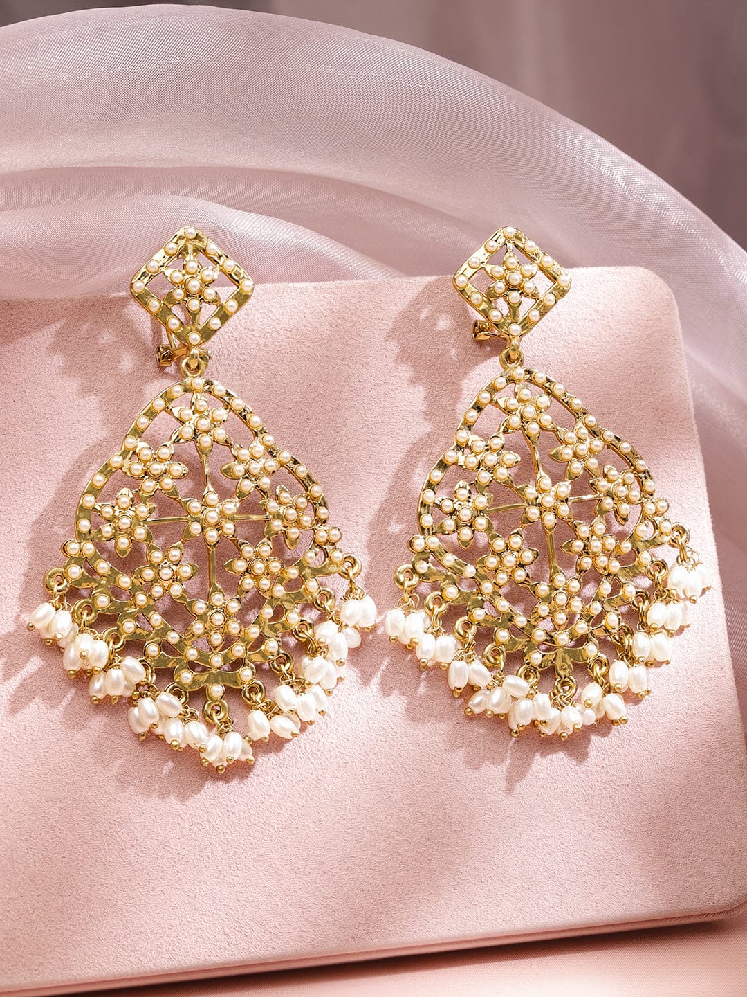 Golden Edge Pearl Dangler Earrings Earrings