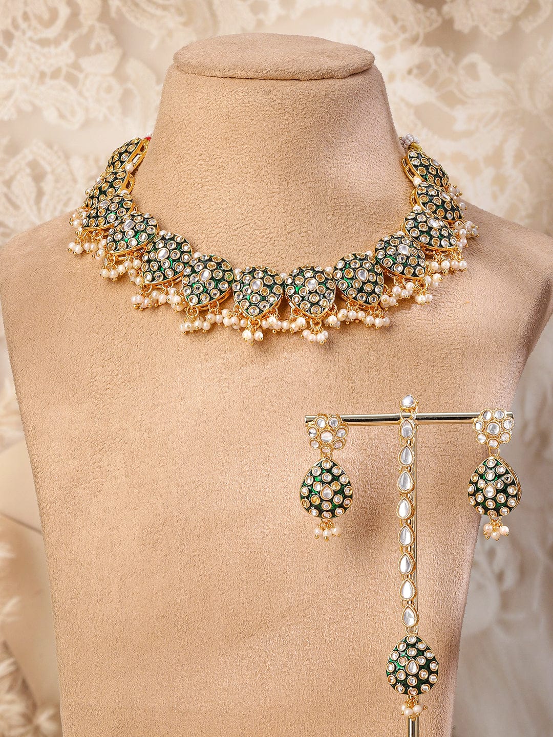 Green Muse of Kundan Necklace Set Jewellery Set