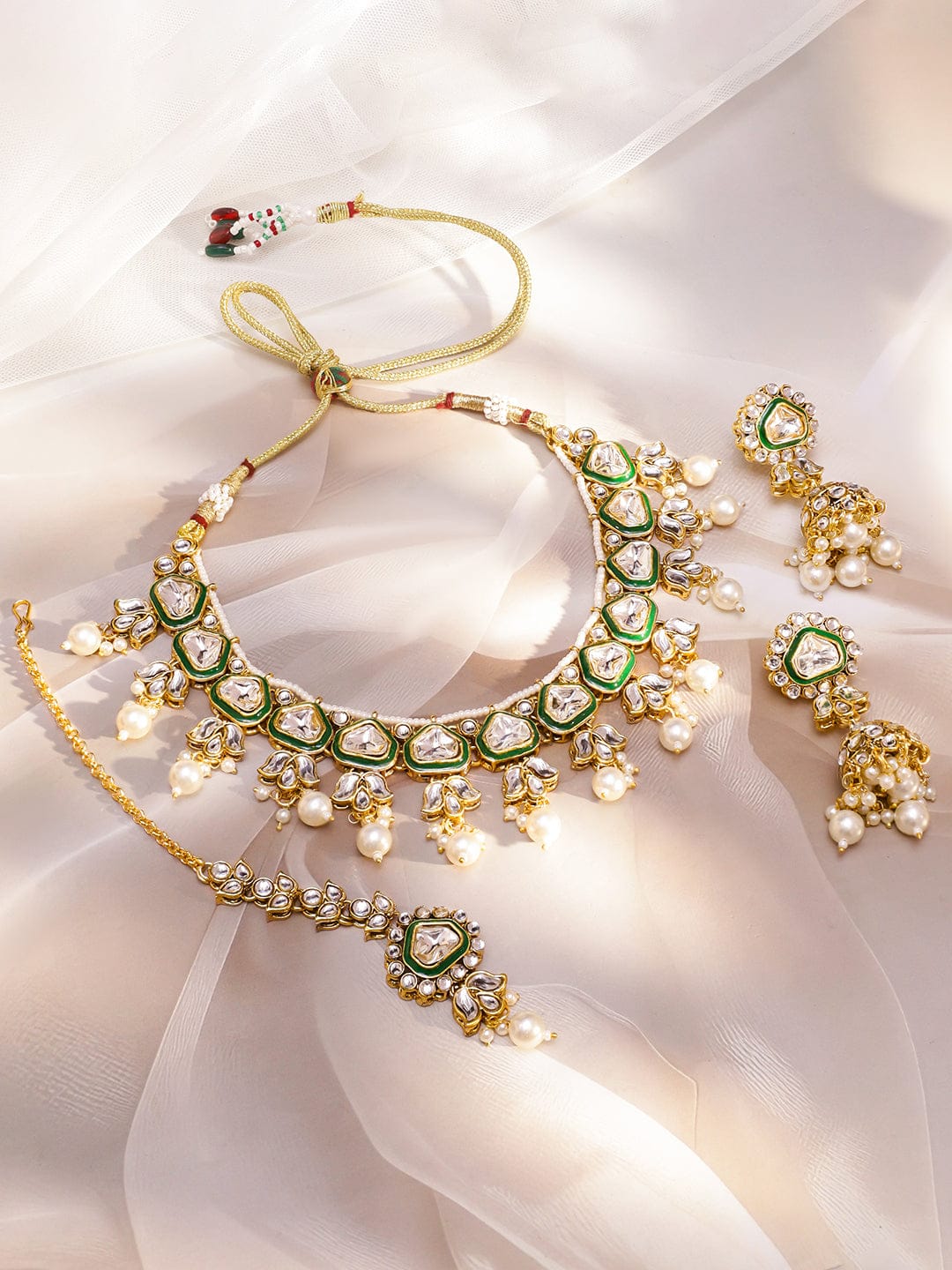 Green Symphony Kundan Necklace Set Jewellery Set