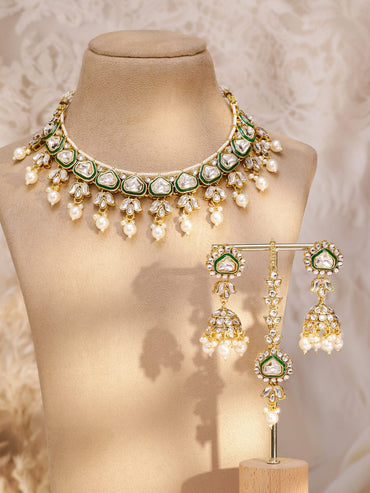 Green Symphony Kundan Necklace Set Jewellery Set