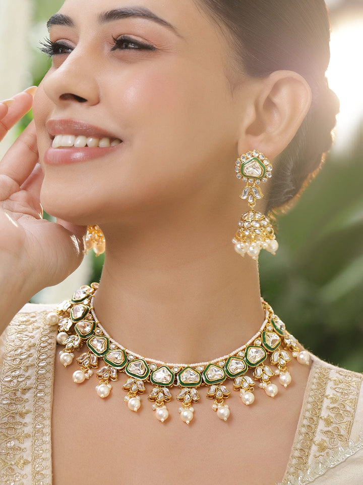 Green Symphony Kundan Necklace Set Jewellery Set