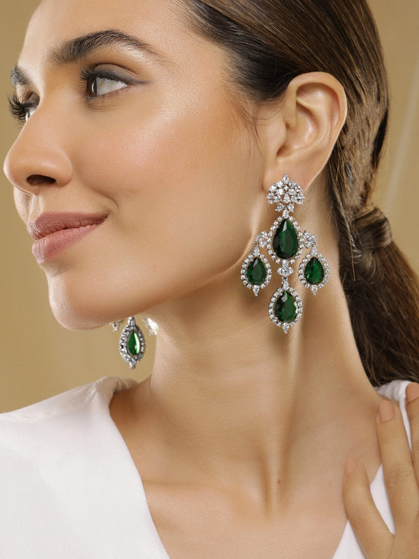 Green Symphony Statement Chandelier Earrings