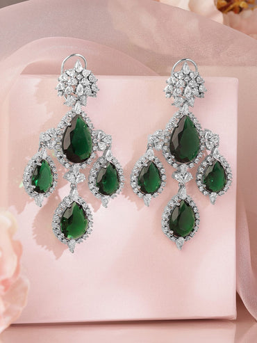 Green Symphony Statement Chandelier Earrings