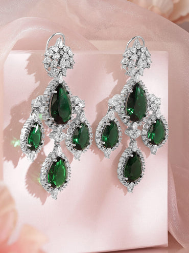 Green Symphony Statement Chandelier Earrings