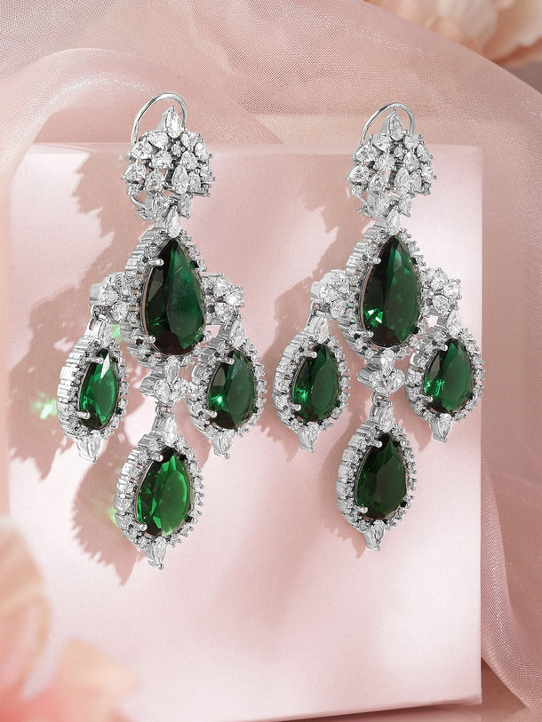 Green Symphony Statement Chandelier Earrings