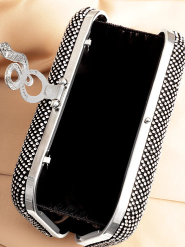 Grey With Dazzling Crystal Zirconia Embellished Serpent motif Clutch handbag Handbag, Wallet Accessories & Clutche