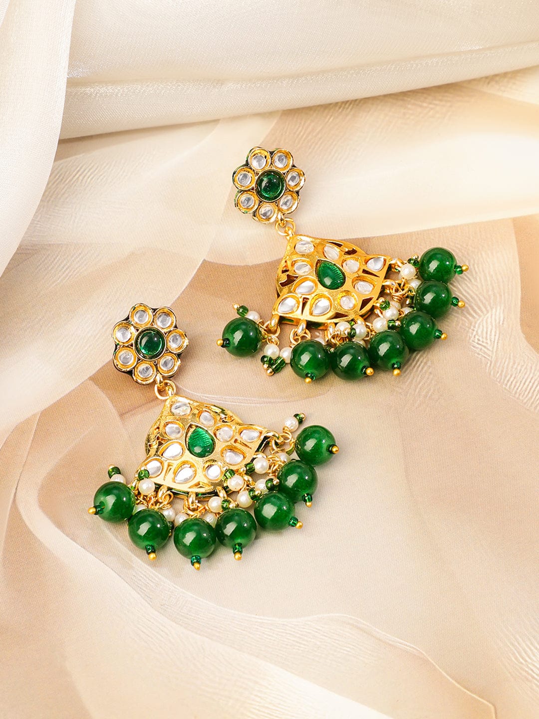 Handcrafted Green Beaded Necklace Set Jewellery Set