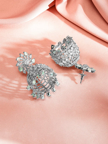 Her Jhumka, Her Story American Diamond Zirconia Earrings Earrings