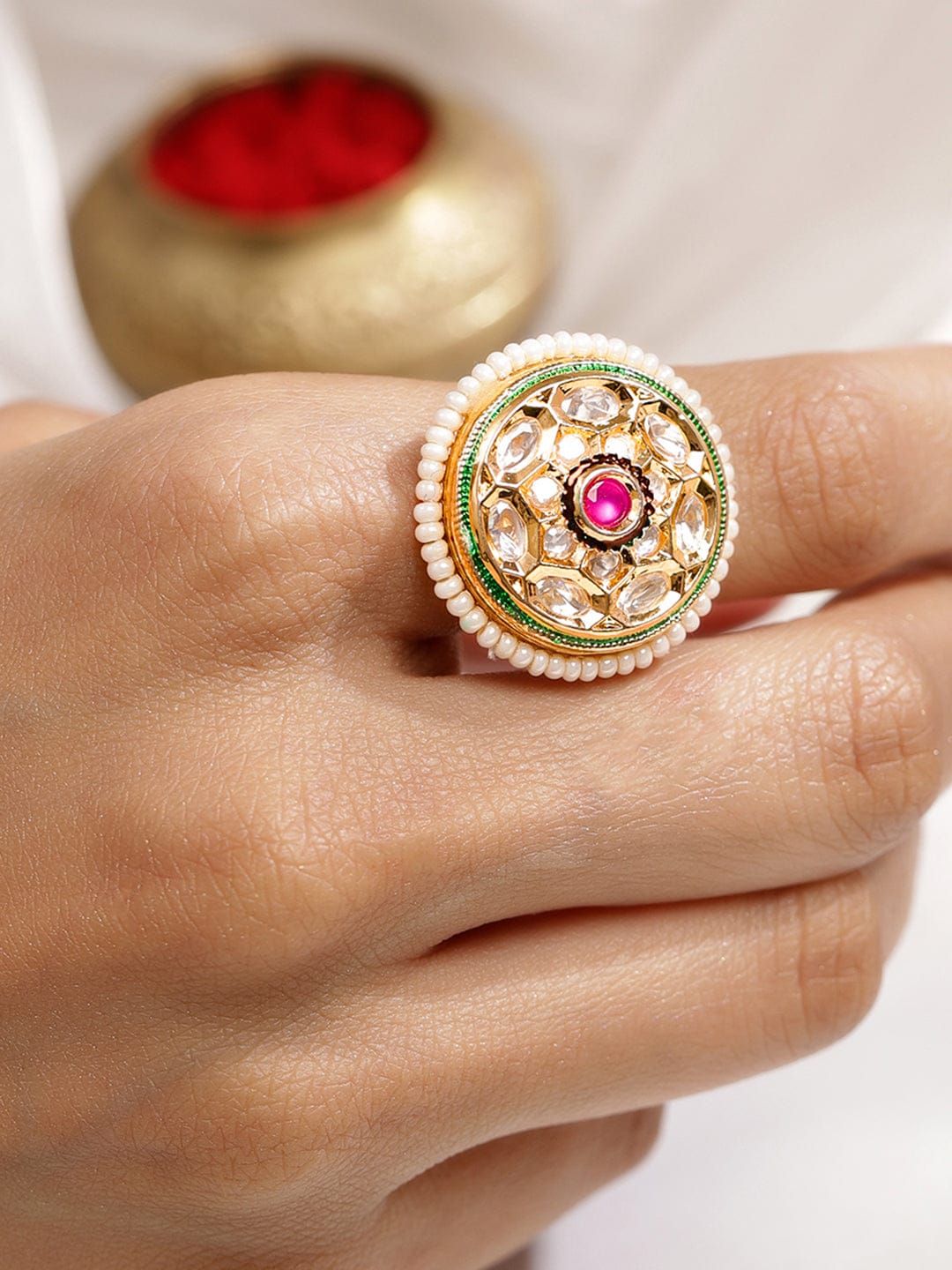 Heritage in Hues Kundan Ring Rings