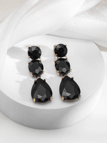 High-Fashion Black Crystal Earrings Earrings