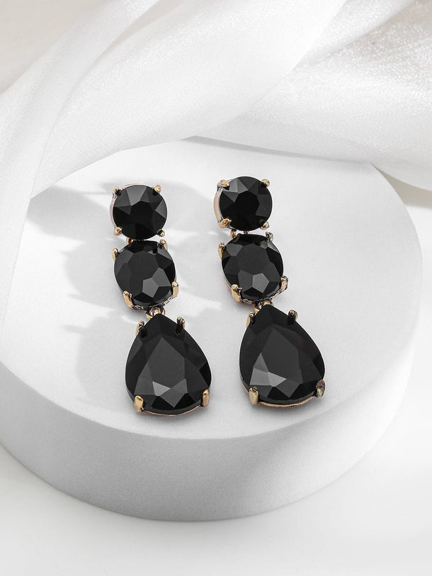 High-Fashion Black Crystal Earrings Earrings