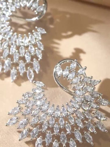 Rubans Silver-Plated Handcrafted AD & Cubic Zirconia Studded Designer Spiral Stud Earring